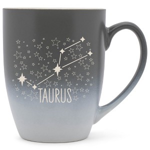 100 North Zodiac Design 10 Ounce Gray and White Two Toned Ombre, Comfortably Fits Your Hands, Ceramic Tea Coffee Cup Mug, Taurus - 1 of 1