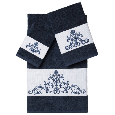 Alev Jacquard Bath/Hand Towels Set Blue - Linum Home Textiles