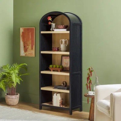 GDFStudio Grace Modern 5-Shelf Wood 76” Arched Bookshelf