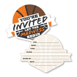 Big Dot of Happiness Basketball - Let the Madness Begin - Shaped Fill-In Invites - College Basketball Party Invite Cards with Envelopes - Set of 12 - 1 of 4