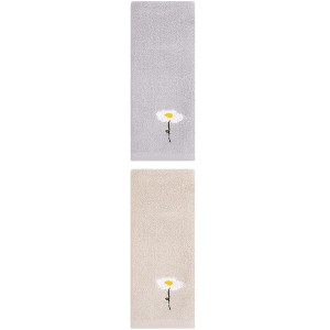 REGALWOVEN 2 Pack Cotton Floral Embroidered Soft Absorbent Bathroom Hand Towels 13" x 30" - 1 of 4