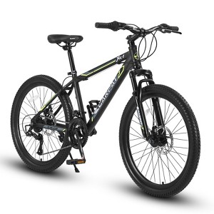 INFURNIC Bicycles 24 Inch Mountain Bike with Shimano 21 Speeds and Dual Disc Brakes for Teens, Green, 56.3"*7.88"*28.35" - 1 of 4
