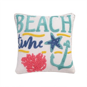 Playa Vista Beach Time Decorative Throw Pillow Blue - Homthreads: Coastal Cushion, Indoor Nautical Accent - 1 of 3