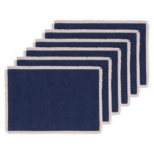 C&F Home Fringed Vintage Indigo Placemat Set of 6 - 1 of 4
