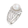 Ross-Simons 9-9.5mm Cultured Pearl and .30 ct. t.w. White Topaz Ring in Sterling Silver - 3 of 4