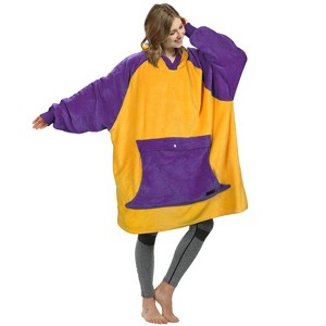 Catalonia Lakers Team Color Oversized Hoodie Blanket Sweatshirt, Wearable Fleece Pullover for Adults, Gifts for Basketball Lakers Fans, Gifts for Men - 1 of 4