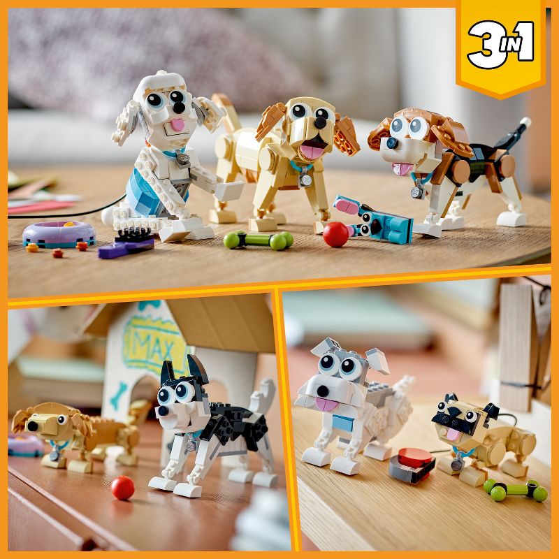 LEGO Creator 3 in 1 Adorable Dogs Animal Figures Toys 31137, 3 of 8
