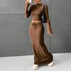Women's 2 Piece Sets Fall Casual Long Sleeve Crop Tops Pencil Skirt Matching Outfit Fashion Clothing - 3 of 4