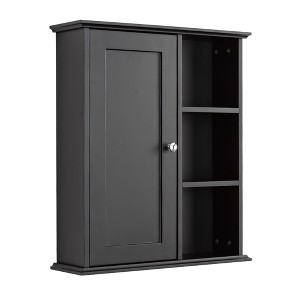 VANIRROR Bathroom Wall Mounted Storage Cabinet, Over The Toilet Storage Cabinet, Wooden Medicine Cabinets for Bathroom Laundry Room Kitchen (Black) - 1 of 3