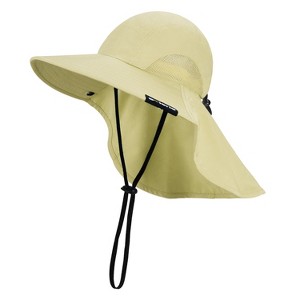 Solaris Men’s Women’s Wide Brim Bucket Hat with Neck Flap, Breathable Lightweight Outdoor Sun Hat for Hiking, Camping, Gardening - 1 of 4