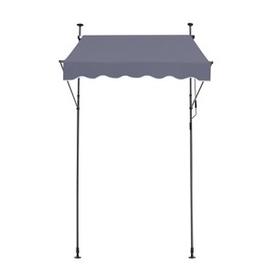 VEVOR 59 x 47" Patio Awning Retractable, Awning Sunshade Shelter with Manual Crank Handle, Adjustable Height from 86 to 122 in, Dark Gray - 1 of 4