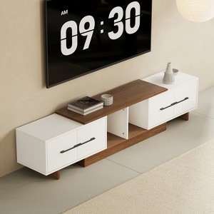 JVNOXK-Modern Entertainment Center with Extendable TV Stand Features 4 Large Storage Cabinets Accommodates up to 120-inch TV Ideal for Living Rooms - 1 of 4
