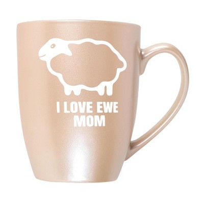 Elanze Designs Mother's Day Appreciation Coffee Cup Mug 10 Ounce Ceramic With Shimmery Metallic Finish Sheep Love Ewe Mom Precious Pearl