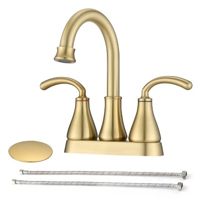 LunaLulink 2-Handle Bathroom Sink Faucet with Pop-up Drain Brushed Golden