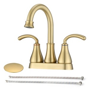 LunaLulink 2-Handle Bathroom Sink Faucet with Pop-up Drain Brushed Golden - 1 of 4
