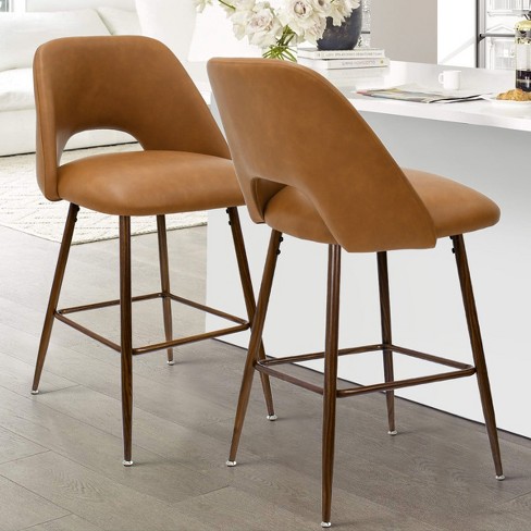 Edwin 26 Inches Faux Leather Upholstered Counter Height Stool (set Of 2 ...