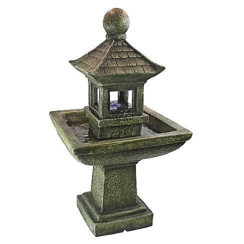 Design Toscano Sacred Space Pagoda Illuminated Garden Fountain Beige