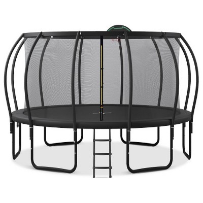 BestParts 15FT Trampoline with Safety Enclosure, Basketball Hoop, 12 Ground Stakes & Composite ArcPole for Kids