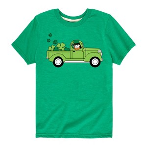 Boys' - Instant Message - St. Patrick's Day Leprechaun Truck Delivering Luck Short Sleeve Graphic T-Shirt - 1 of 4