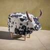 KWPZQEB Animal Footstool, Animal Ottoman, Black and White Cow-Shaped Ottoman with Upholstered & Wooden Legs, Accent Stool for Living Room, Bedroom - 3 of 4