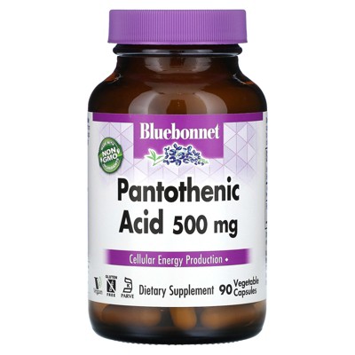 Bluebonnet Nutrition Pantothenic Acid, 500 mg, 90 Vegetable Capsules
