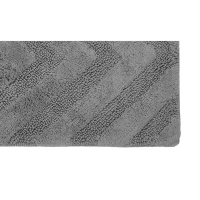 Gray Cotton Chevron Pattern Non-Slip Bath Rug 21" x 34"