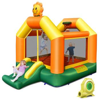 Costway Inflatable Bounce Castle Jumping House Kids Playhouse w/ Slide & 735W Blower