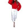 Women's High-neck Sweater With Textured Sleeve - Cloud Ten - 3 of 4