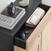 Shoe Storage Cabinet with 2 Flip Doors and Drawers, Natural Rattan Shoe Organizer with Metal Legs and Adjustable Shelf, Freestanding for Entryway - 3 of 4