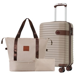 3/4 PCS ABS Lightweight Hard Shell Luggage Set with Spinner Wheels and TSA Lock - ModernLuxe - 1 of 4