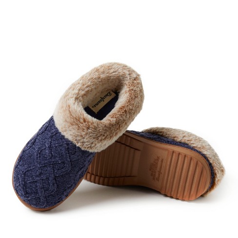 Women's dearfoams chenille hot sale knit clog slippers