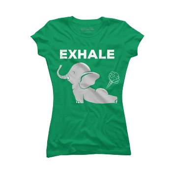 Junior's Design By Humans Exhale Elephant Beyond Yoga Meditation By JplusFunny T-Shirt