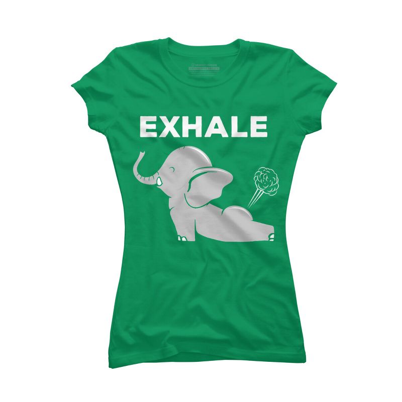 Junior's Design By Humans Exhale Elephant Beyond Yoga Meditation By JplusFunny T-Shirt, 1 of 4