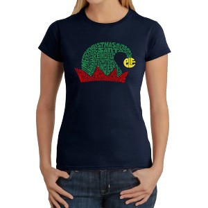 LA Pop Art Christmas Elf Hat - Women's Word Art T-Shirt - 1 of 4