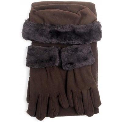 Women's Solid Fleece 3-Piece gloves scarf Hat Winter Set, 1 Pack Or 2 Pack