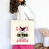 City Creek Prints Love Is The Answer Canvas Tote Bag - 15x16 - Natural - 2 of 2