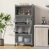 Costway 5-Tier Kitchen Baker's Rack Storage Cabinet Mobile Microwave Stand Flip-up Doors White/Black/Grey/Green - 4 of 4