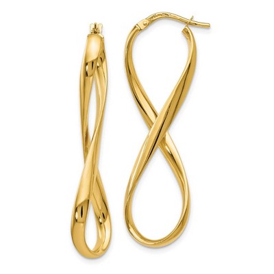Black Bow Jewelry 3mm Infinity Hoop Earrings in 14k Yellow Gold, 45mm (1 3/4 Inch)