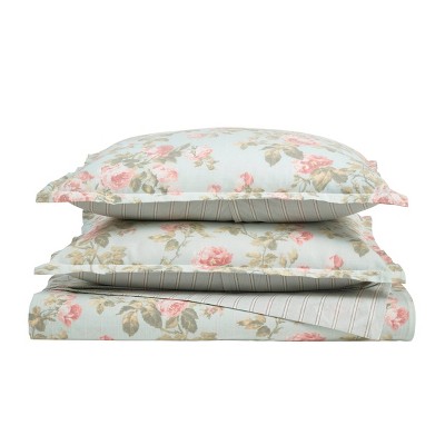 Madelynn Blue Cotton Floral Full Bedspread Cover Set