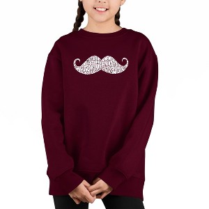 LA Pop Art Ways To Style A Moustache - Girl's Word Art Crewneck Sweatshirt - 1 of 3