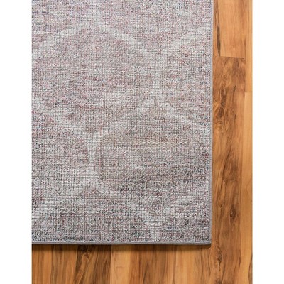 Square Blue and Beige Synthetic Trellis Area Rug