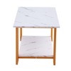 Kumasinova Coffee Table for Living Room,Storage Coffee Table with Marble Tabletop and Shelf,Rectangle Center Table for Dining Room,Resterant - 4 of 4