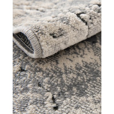 Gray Round Medallion Easy Care Stain-Resistant Rug