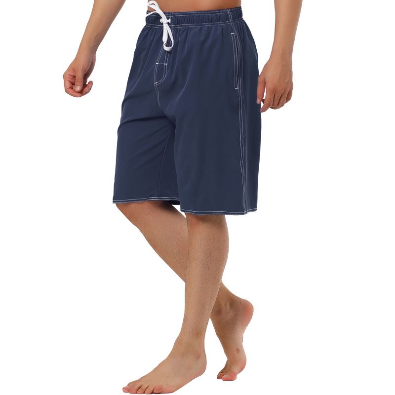 TATT 21 Men's Casual Holiday Solid Color Drawstring Waist Beach Board Shorts, 4 of 7