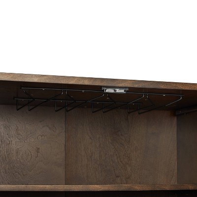 Blair Contemporary Dark Brown and Gold Bar Cabinet with Wine Storage