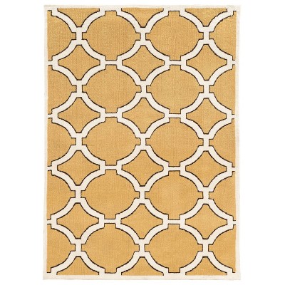 2'x3' GEO Luxuriously Soft Porthole Accent Rug Gold/Ivory - Linon