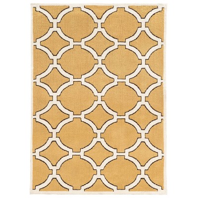 2'x3' GEO Luxuriously Soft Porthole Accent Rug Gold/Ivory - Linon