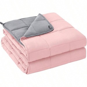 20lbs Pink Grey Weighted Blanket, 60x80, Cooling, Heavy, Breathable, Queen, Machine Washable - 1 of 4