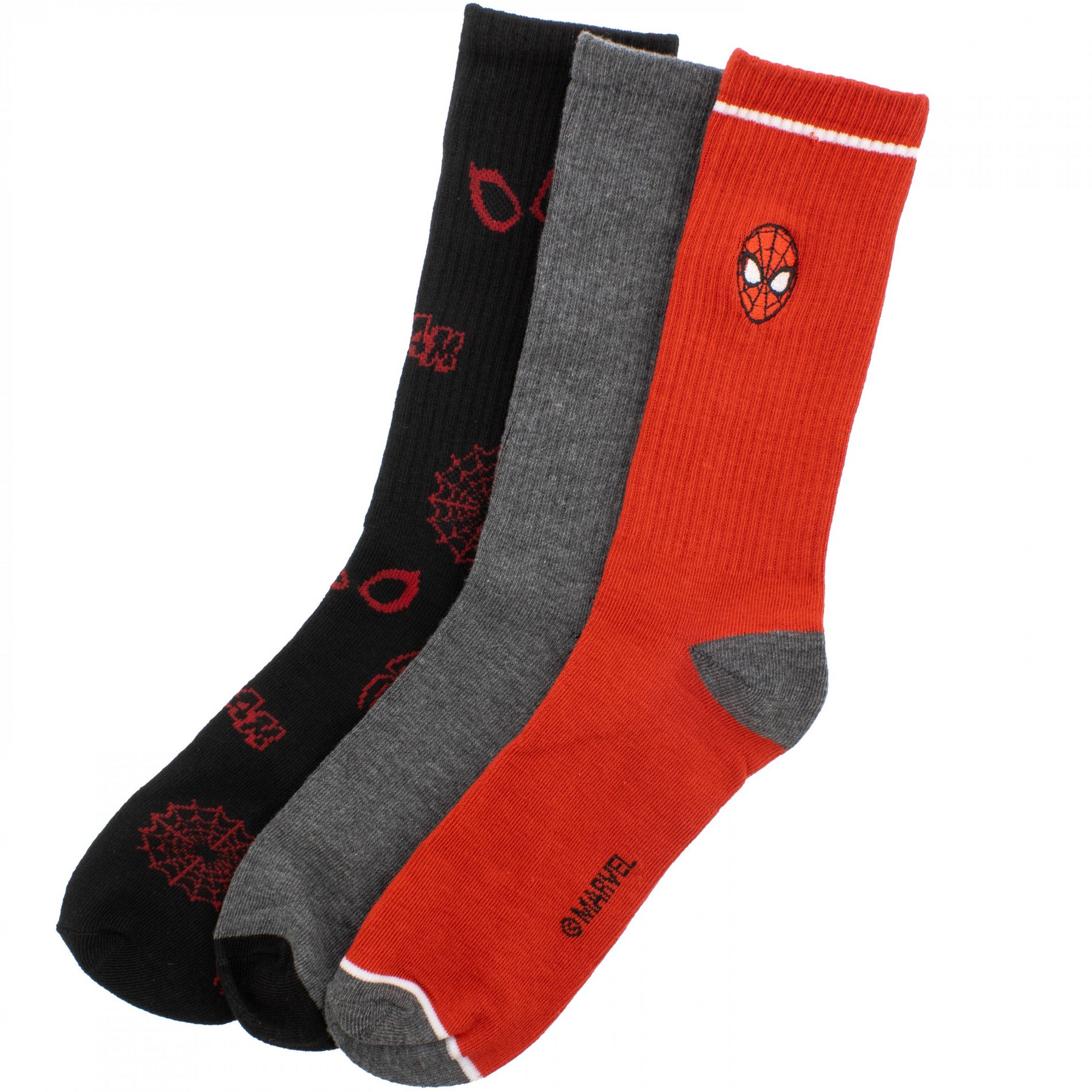 Mens Spider-Man 3-Pack Mixed Logos Crew Socks