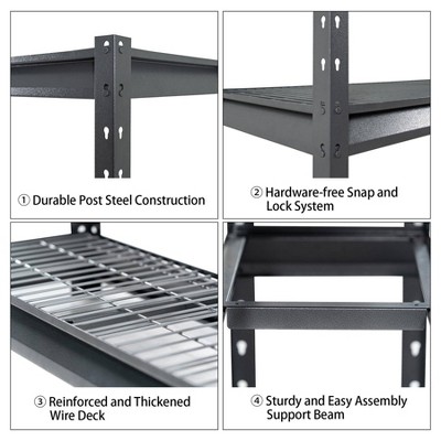 Atlas 72" Gray Heavy Duty Metal 4-Tier Adjustable Shelving Unit